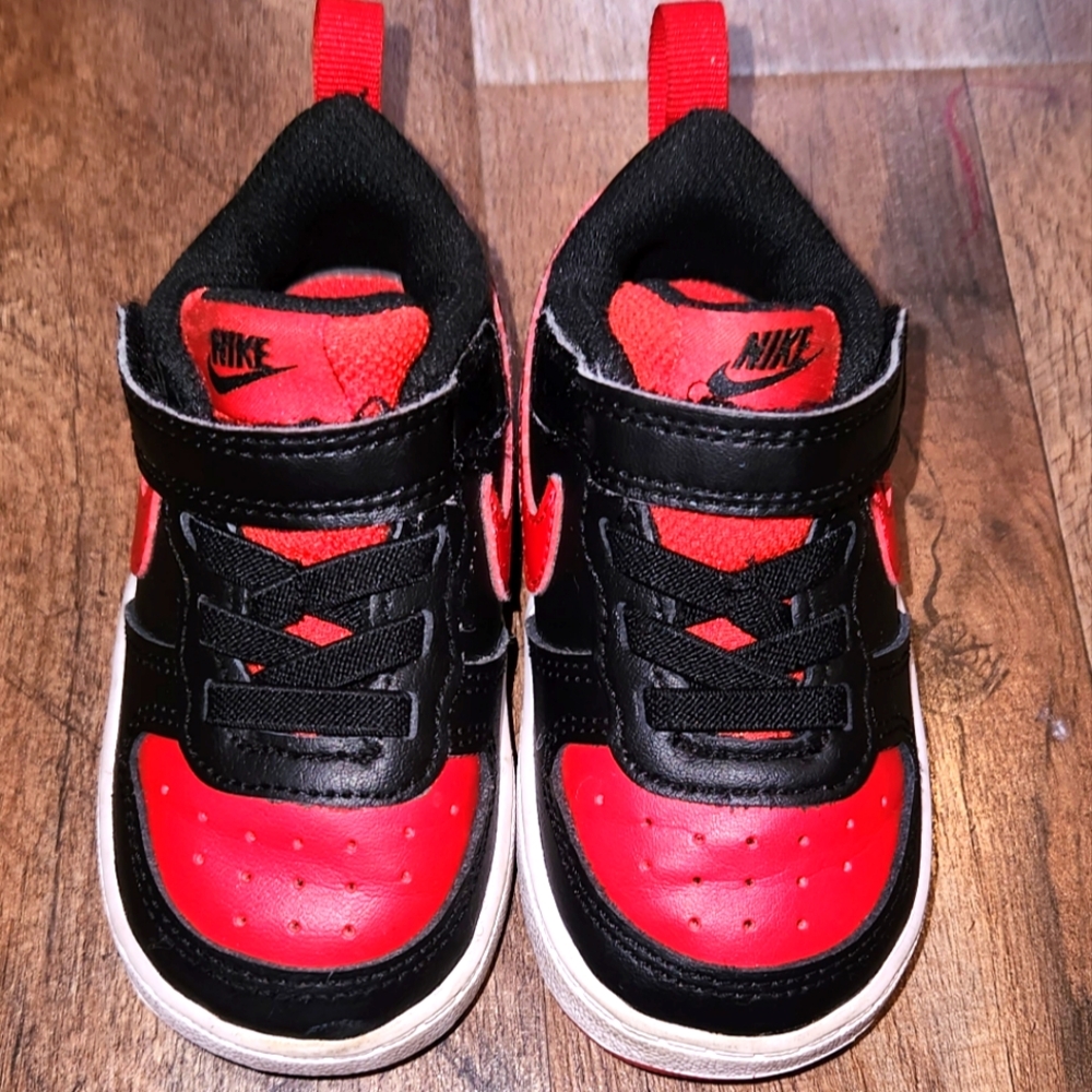 Nike Black and Red Sneakers with Velcro Strap